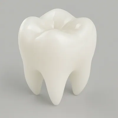 Single zirconia molar crown on a neutral background
